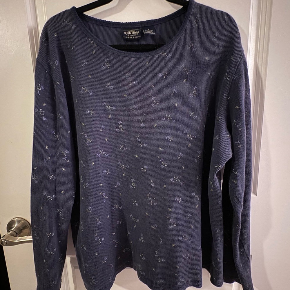 Set of 2 Sonoma Navy and Red Floral Long Sleeve Top